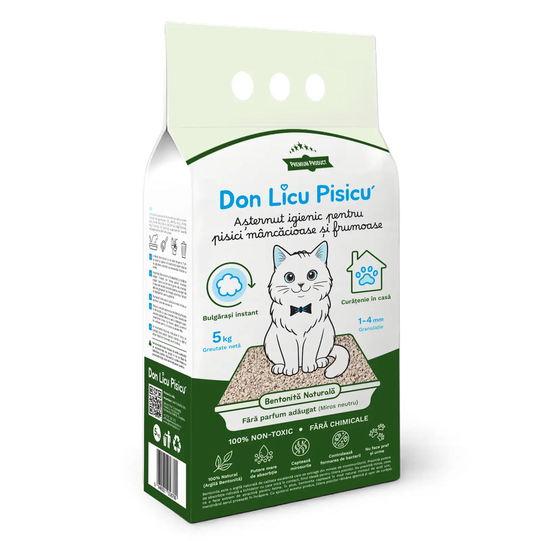 Higiénikus macskaalom: 100% természetes bentonit, illatanyagok nélkül (semleges szagú), vegyi anyagok nélkül, 5 kg