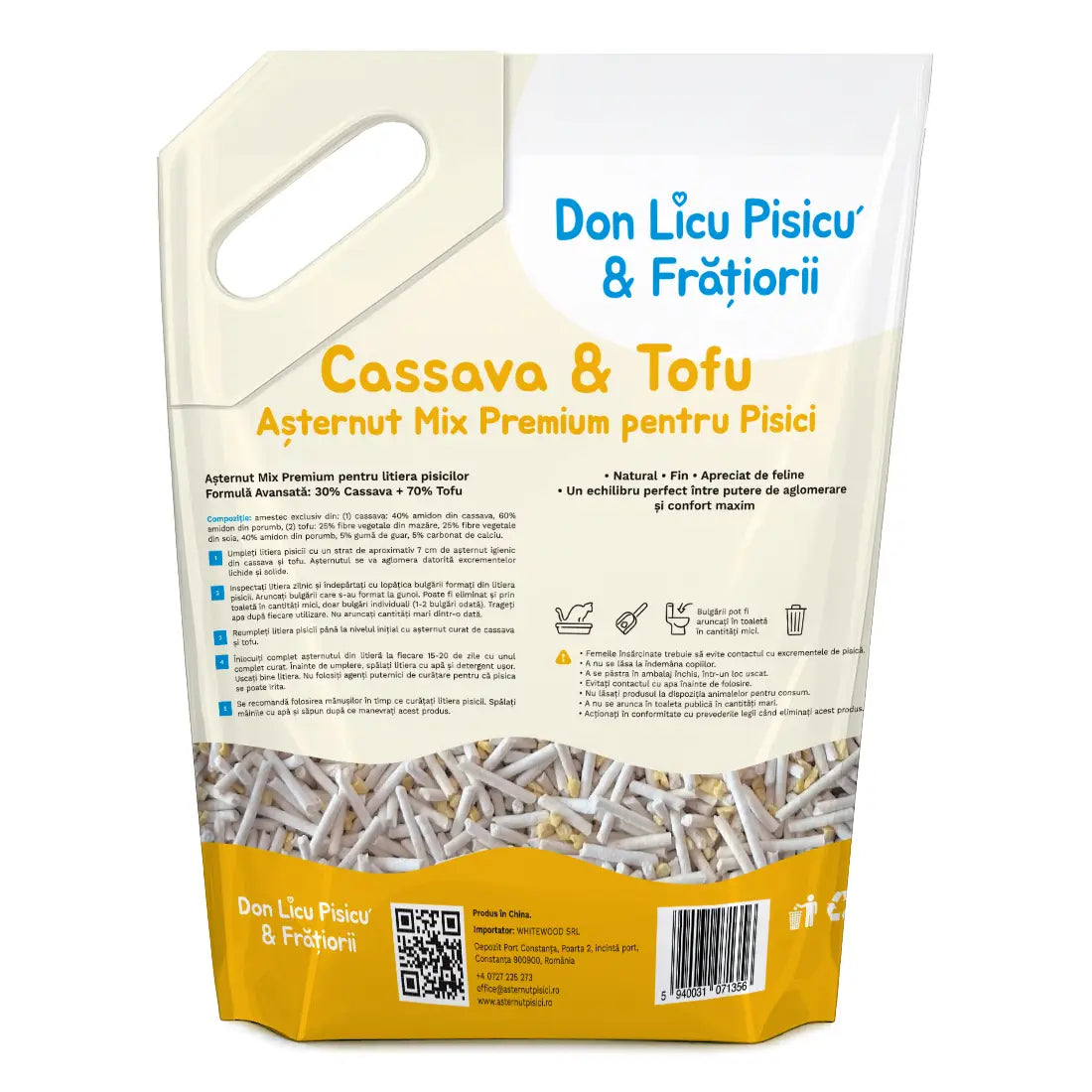 Cassava & Tofu litieră, 3 saci, 16.5 kg, Așternut Mix Premium Pisici
