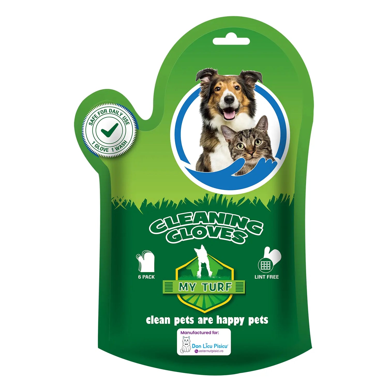 Mănuși umede pentru pisici și câini: Curățare fără apă, fără alcool, 100% ingrediente naturale, neiritante, 6 buc